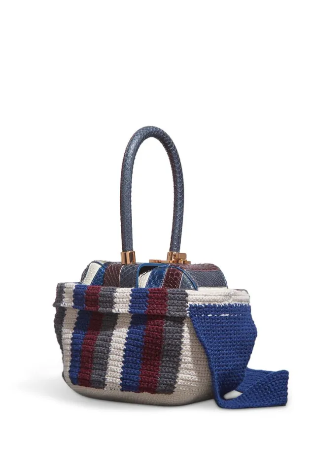 Gabriela Hearst Crossbody Bags WomenMen Crossover Knit Bag In Blue Bordeaux and Grey Cashmere Gabriela Hearst Crossbody Bags WomenMen Crossover Knit Bag In Blue Bordeaux and Grey Cashmere