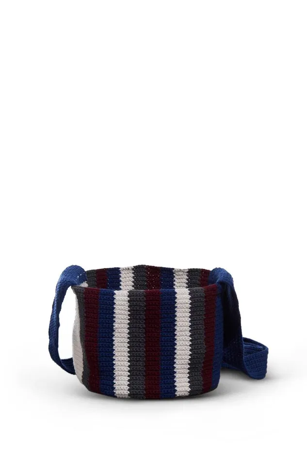 Gabriela Hearst Crossbody Bags WomenMen Crossover Knit Bag In Blue Bordeaux and Grey Cashmere