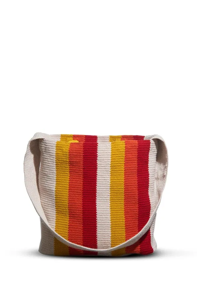 Gabriela Hearst Crossbody Bags WomenMen Large Crossover Knit Bag In Red Orange and Yellow Cashmere