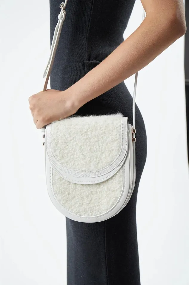 Gabriela Hearst Crossbody Bags WomenMen Tina Crossbody Bag In Ivory Nappa Leather With Cashmere Boucle