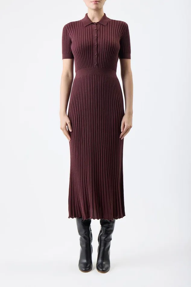 Gabriela Hearst Dresses Women Amor Knit Dress In Deep Bordeaux Cashmere Silk