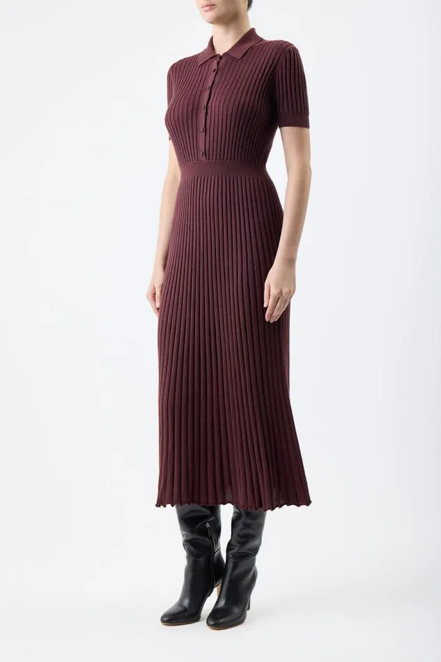 Gabriela Hearst Dresses Women Amor Knit Dress In Deep Bordeaux Cashmere Silk