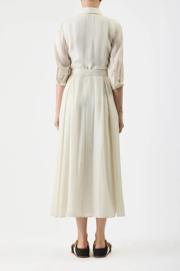 Gabriela Hearst Dresses Women Andy Pleated Shirtdress In Ivory Virgin Wool Cashmere