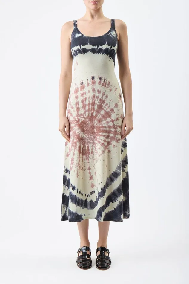 Gabriela Hearst Dresses Women Beca Knit Dress In Deep Bordeaux Multi Tie Dye Cashmere