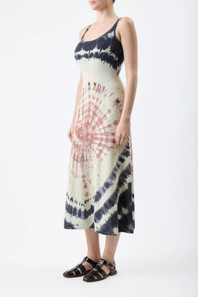 Gabriela Hearst Dresses Women Beca Knit Dress In Deep Bordeaux Multi Tie Dye Cashmere