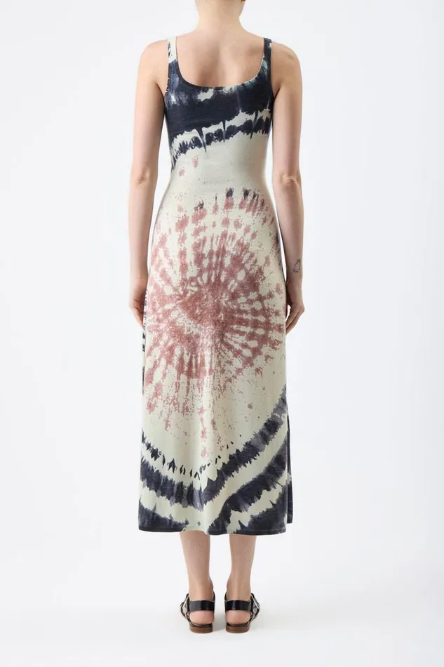 Gabriela Hearst Dresses Women Beca Knit Dress In Deep Bordeaux Multi Tie Dye Cashmere