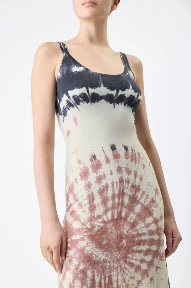 Gabriela Hearst Dresses Women Beca Knit Dress In Deep Bordeaux Multi Tie Dye Cashmere