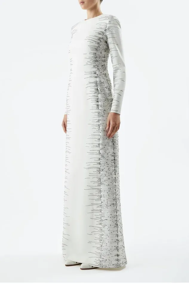Gabriela Hearst Dresses Women Bianca Embroidered Dress In Ivory Silk Wool Cady