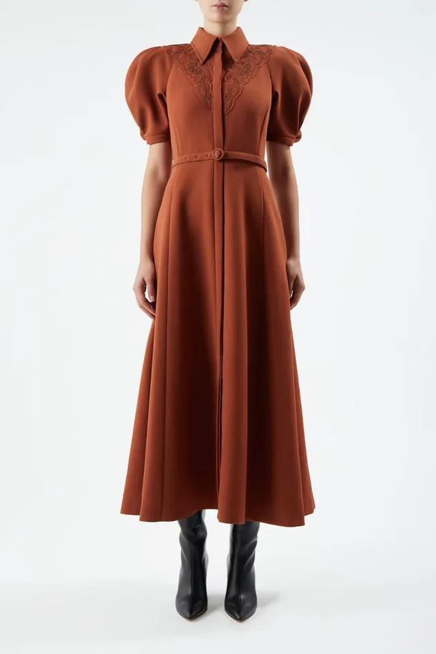 Gabriela Hearst Dresses Women Billy Dress In Red Clay DoubleFace Wool Crepe