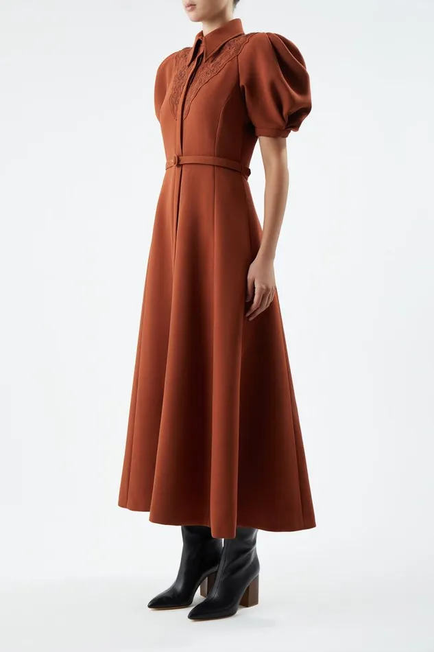 Gabriela Hearst Dresses Women Billy Dress In Red Clay DoubleFace Wool Crepe