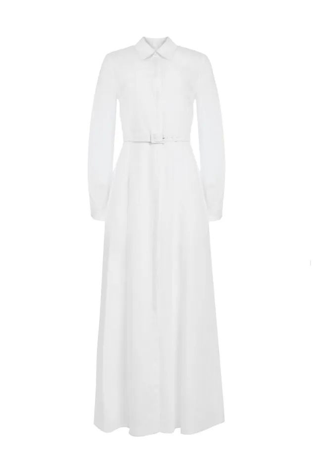 Gabriela Hearst Dresses Women Breton Shirtdress With Slip In Ivory Aloe Linen Gabriela Hearst Dresses Women Breton Shirtdress With Slip In Ivory Aloe Linen