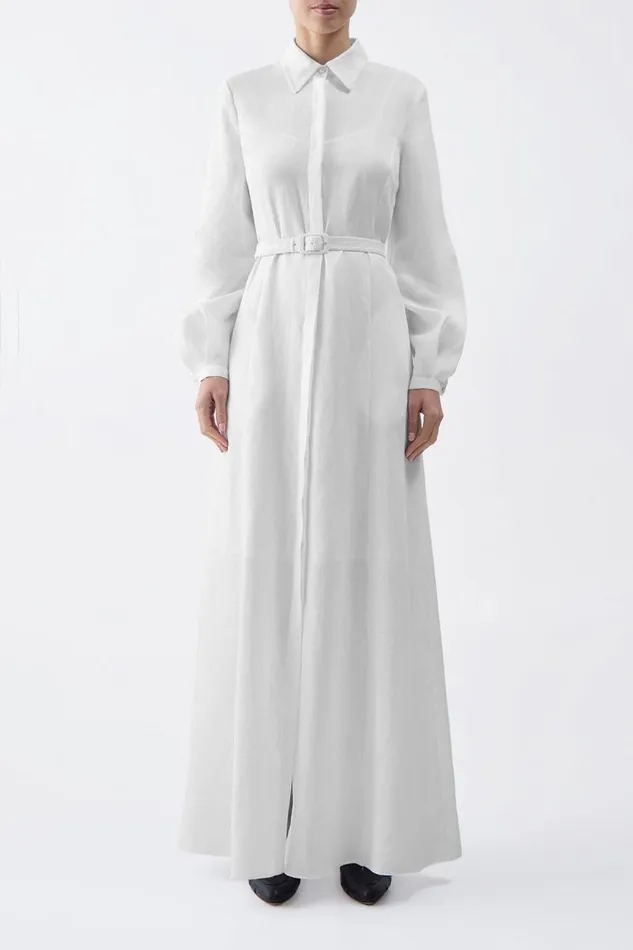 Gabriela Hearst Dresses Women Breton Shirtdress With Slip In Ivory Aloe Linen
