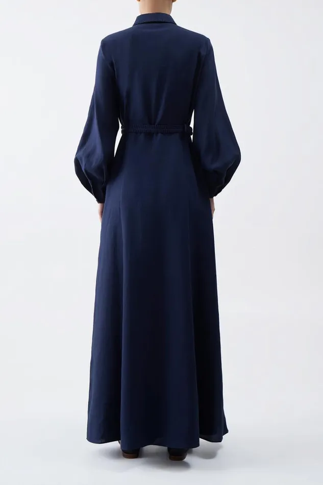 Gabriela Hearst Dresses Women Breton Shirtdress With Slip In Navy Aloe Linen