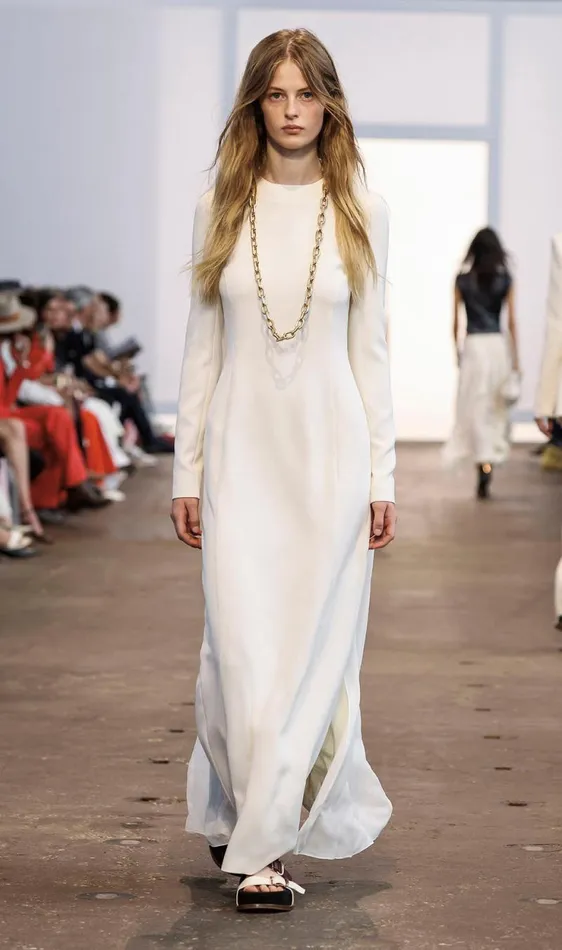 Gabriela Hearst Dresses Women Carlota Draped Gown In Ivory Silk Wool Cady