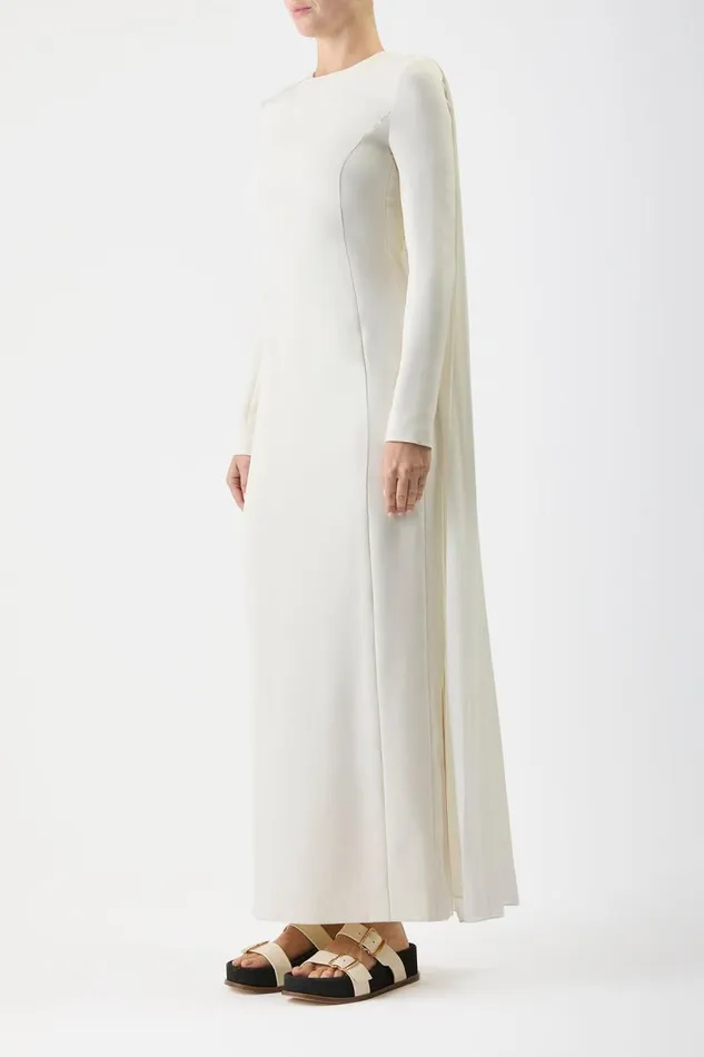 Gabriela Hearst Dresses Women Carlota Draped Gown In Ivory Silk Wool Cady