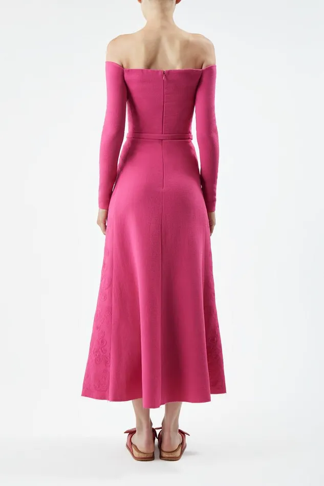 Gabriela Hearst Dresses Women Carole Embroidered Dress In Fuchia Virgin Wool Crepe