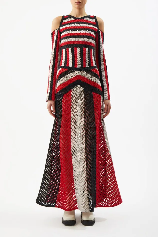 Gabriela Hearst Dresses Women Carr Macrame Dress In Red Multi Wool