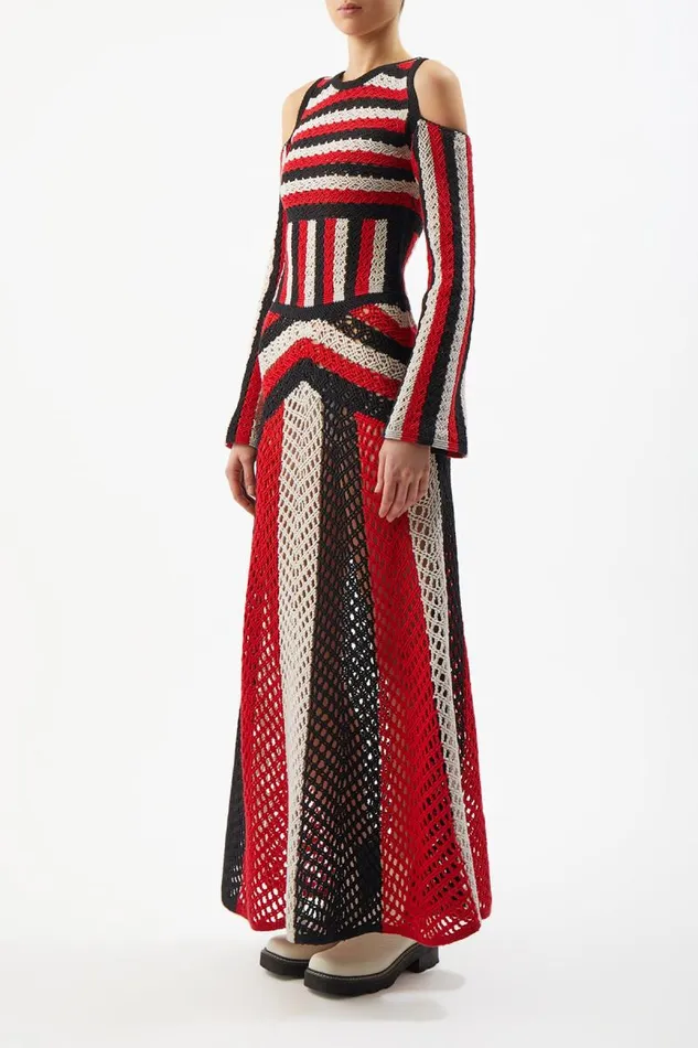 Gabriela Hearst Dresses Women Carr Macrame Dress In Red Multi Wool