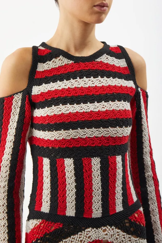 Gabriela Hearst Dresses Women Carr Macrame Dress In Red Multi Wool