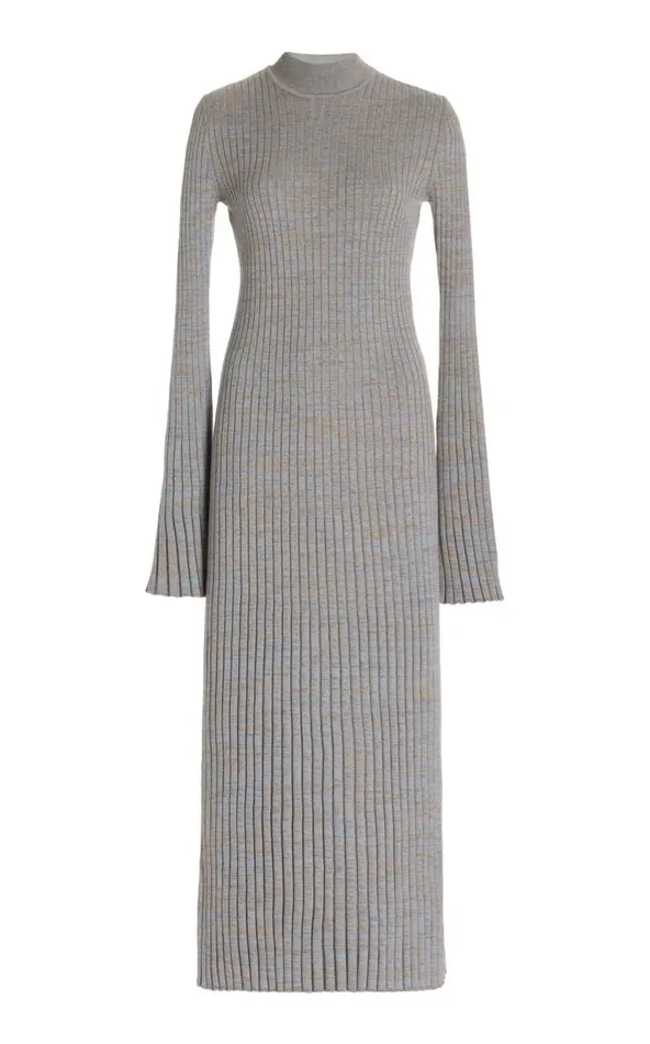 Gabriela Hearst Dresses Women Castor Knit Dress In Light Blue Melange Cashmere Gabriela Hearst Dresses Women Castor Knit Dress In Light Blue Melange Cashmere