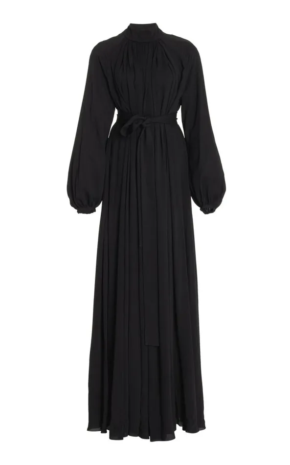 Gabriela Hearst Dresses Women Cedric Pleated Dress In Black Silk Georgette Twill Gabriela Hearst Dresses Women Cedric Pleated Dress In Black Silk Georgette Twill