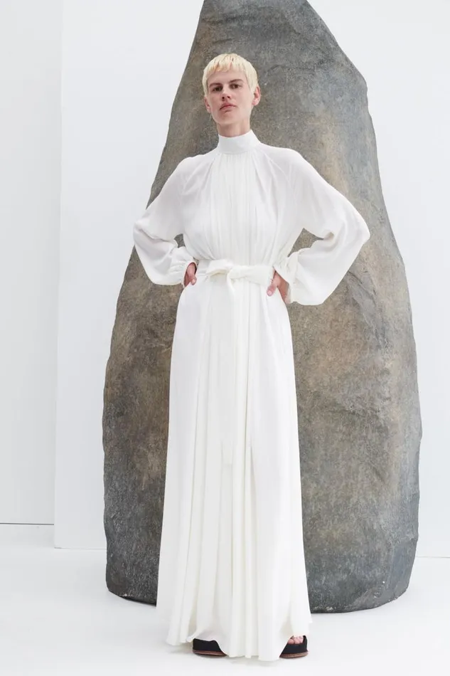 Gabriela Hearst Dresses Women Cedric Pleated Dress In Ivory Silk Georgette Twill