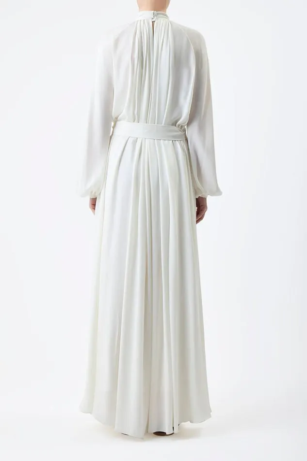 Gabriela Hearst Dresses Women Cedric Pleated Dress In Ivory Silk Georgette Twill