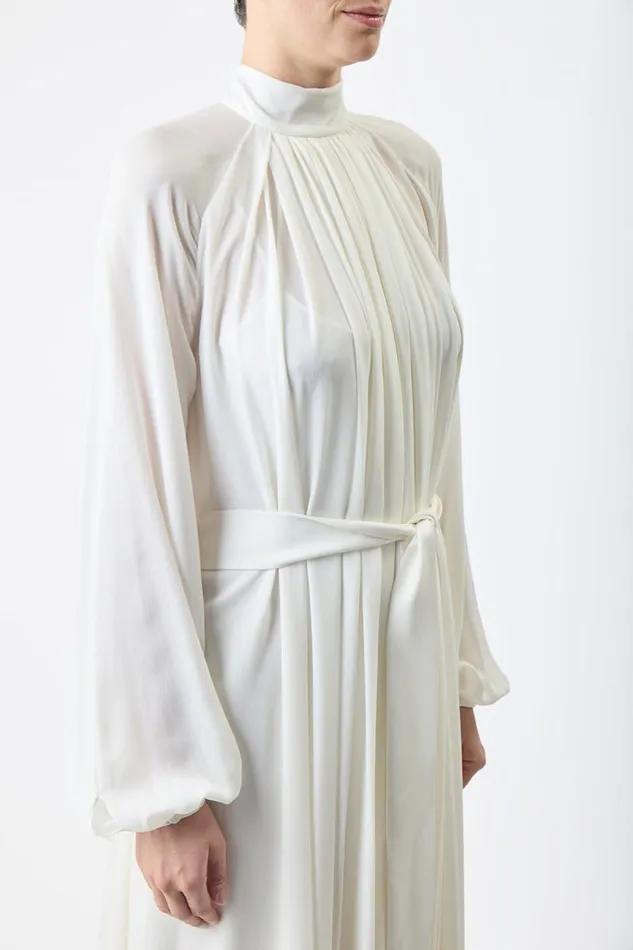 Gabriela Hearst Dresses Women Cedric Pleated Dress In Ivory Silk Georgette Twill