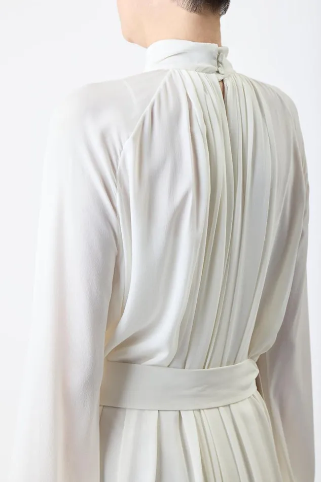 Gabriela Hearst Dresses Women Cedric Pleated Dress In Ivory Silk Georgette Twill