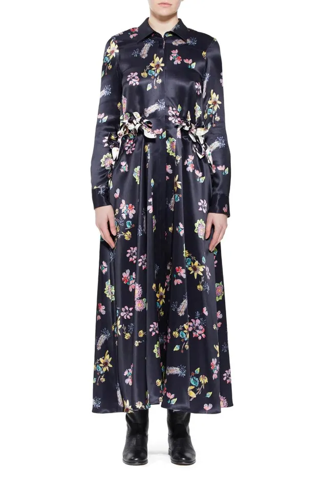Gabriela Hearst Dresses Women Clive Shirtdress In Dark Navy Multi Printed Silk