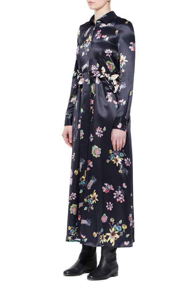 Gabriela Hearst Dresses Women Clive Shirtdress In Dark Navy Multi Printed Silk