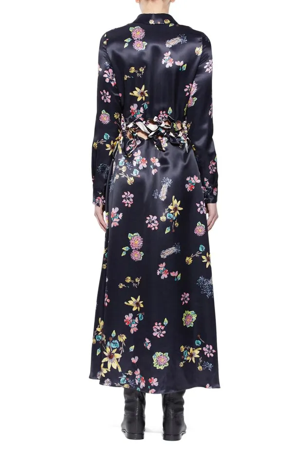 Gabriela Hearst Dresses Women Clive Shirtdress In Dark Navy Multi Printed Silk