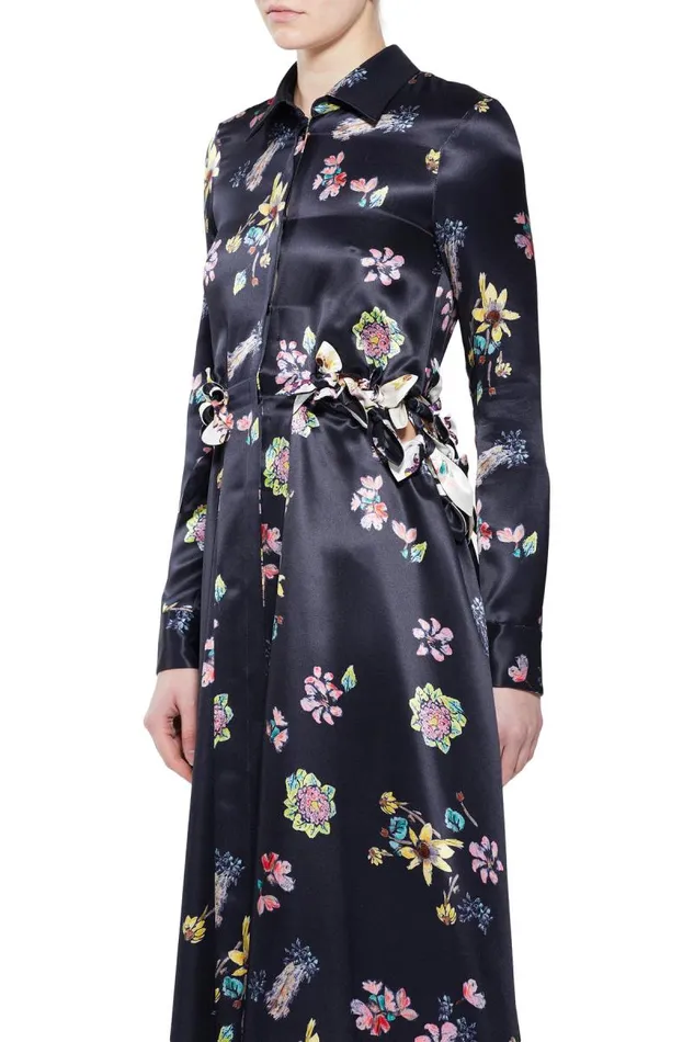 Gabriela Hearst Dresses Women Clive Shirtdress In Dark Navy Multi Printed Silk