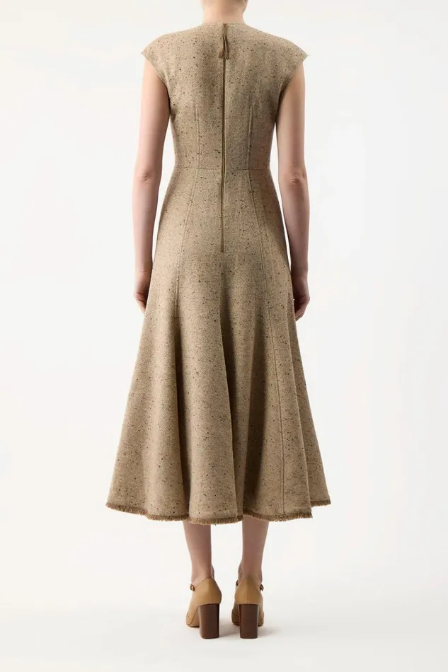 Gabriela Hearst Dresses Women Crowther Dress In Oatmeal Multi Cashmere Virgin Wool