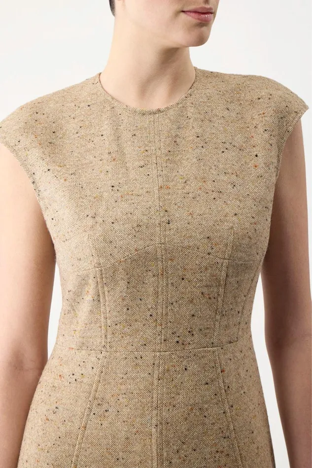 Gabriela Hearst Dresses Women Crowther Dress In Oatmeal Multi Cashmere Virgin Wool