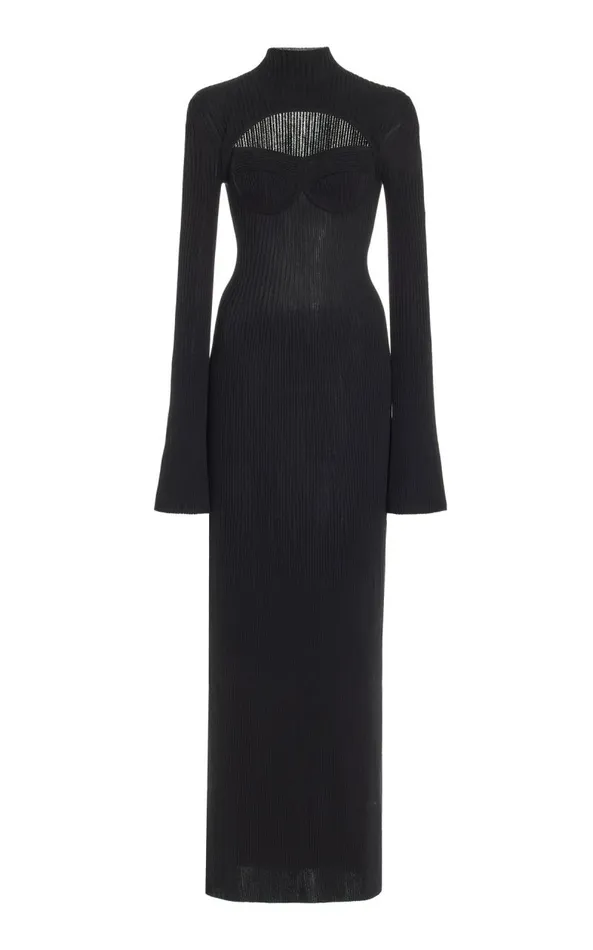Gabriela Hearst Dresses Women Danica Knit Dress In Black Merino Wool Cashmere Gabriela Hearst Dresses Women Danica Knit Dress In Black Merino Wool Cashmere
