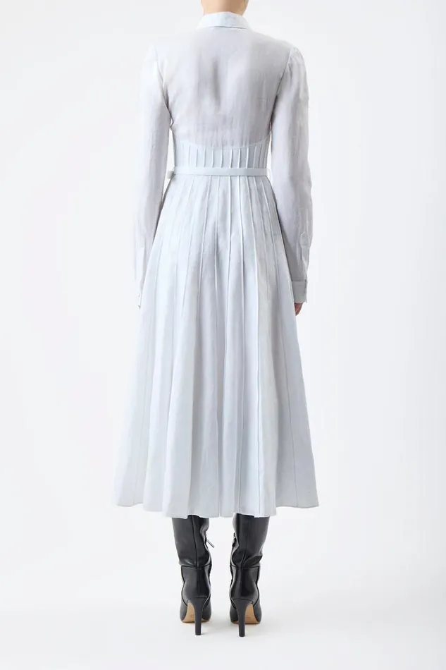Gabriela Hearst Dresses Women Dewi Pleated Shirtdress In White Aloe Linen