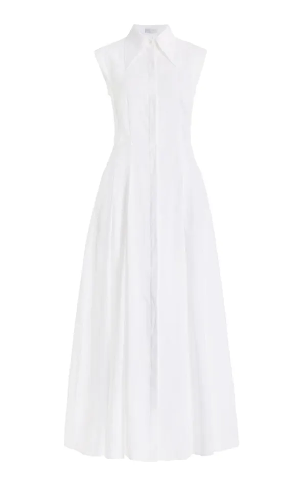 Gabriela Hearst Dresses Women Durand Pleated Shirtdress In White Aloe Linen