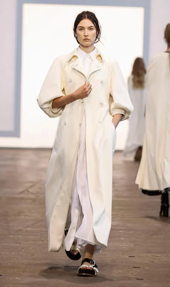 Gabriela Hearst Dresses Women Durand Pleated Shirtdress In White Aloe Linen