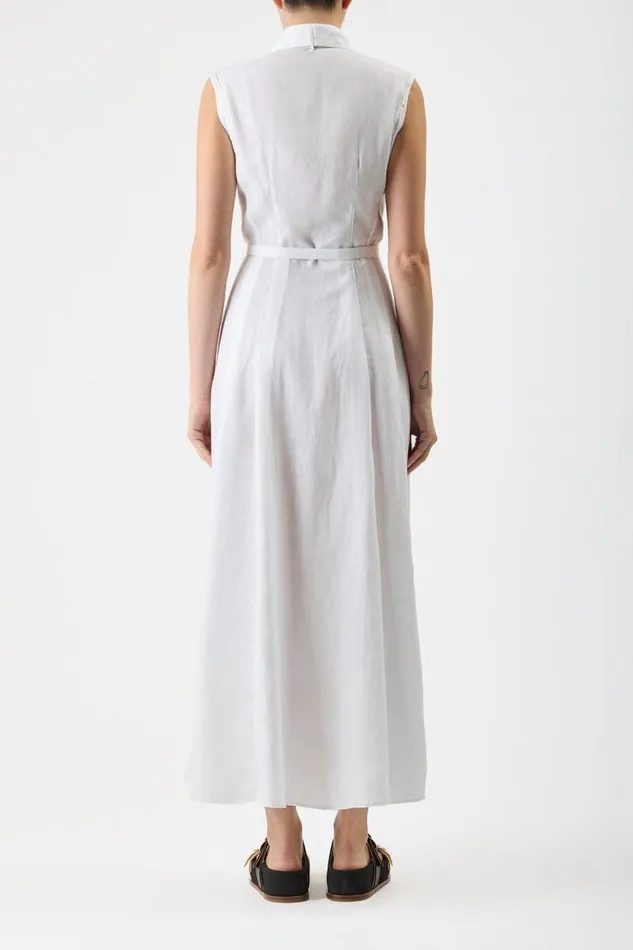 Gabriela Hearst Dresses Women Durand Pleated Shirtdress In White Aloe Linen