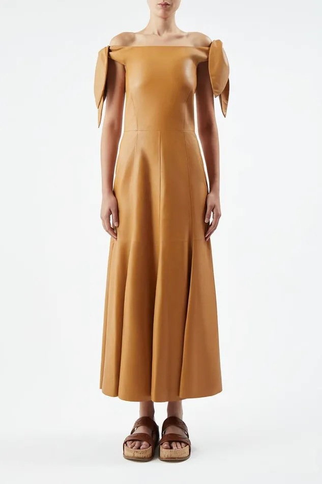 Gabriela Hearst Dresses Women Eda Dress In Cashew Nappa Leather