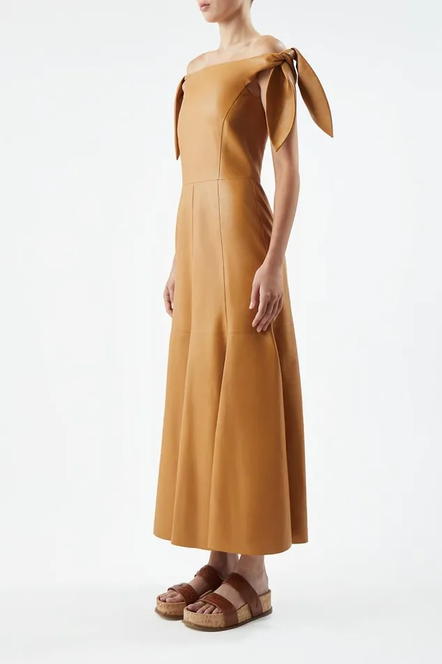 Gabriela Hearst Dresses Women Eda Dress In Cashew Nappa Leather