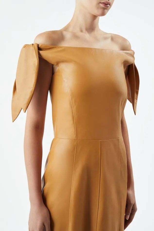 Gabriela Hearst Dresses Women Eda Dress In Cashew Nappa Leather