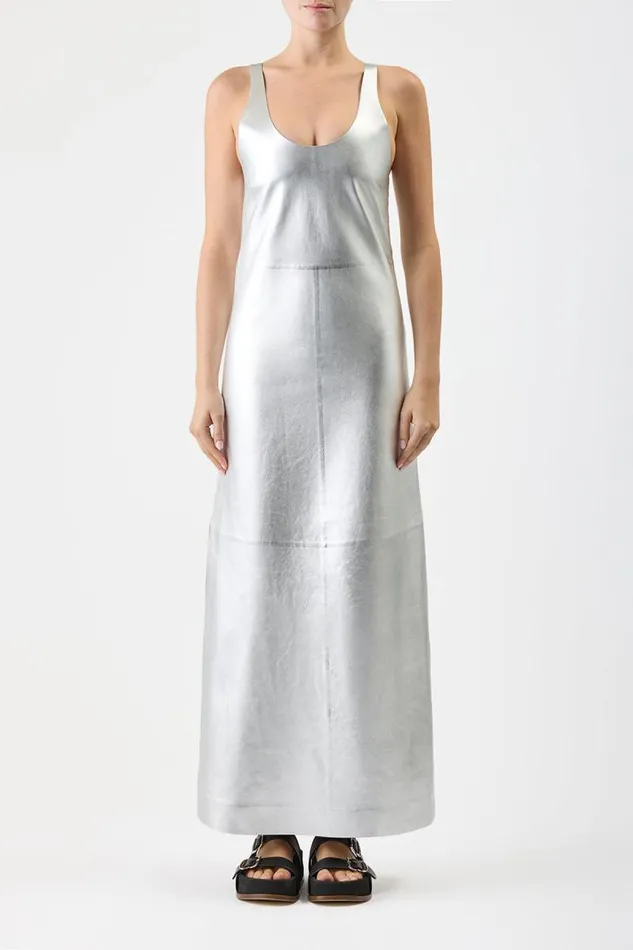 Gabriela Hearst Dresses Women Ellson Dress In Silver Metallic Nappa Leather