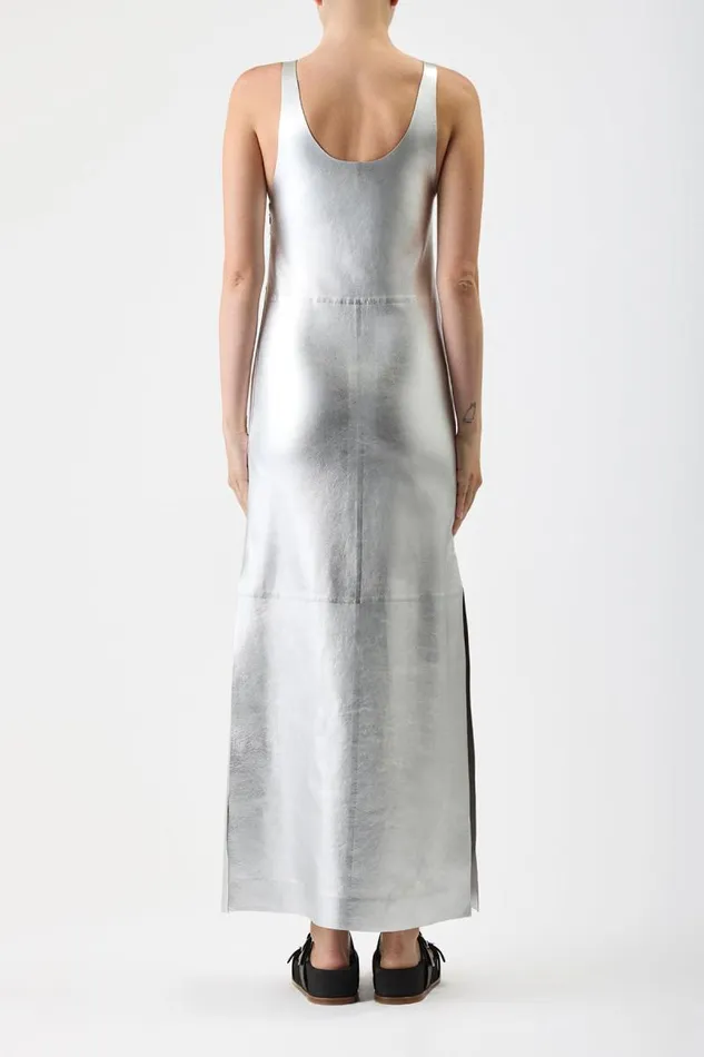 Gabriela Hearst Dresses Women Ellson Dress In Silver Metallic Nappa Leather