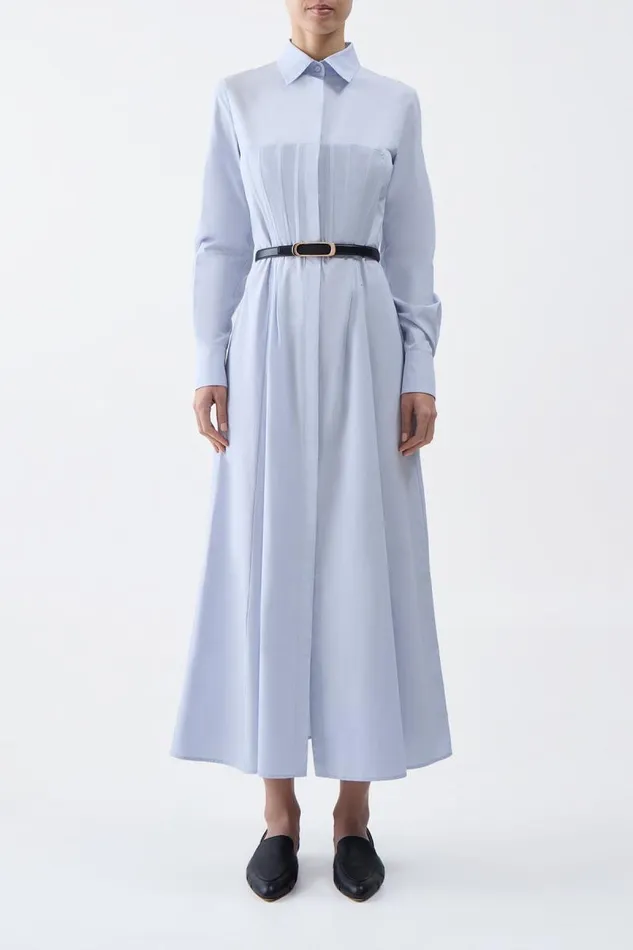 Gabriela Hearst Dresses Women Eugene Shirtdress In Light Blue Sea Island Cotton Poplin