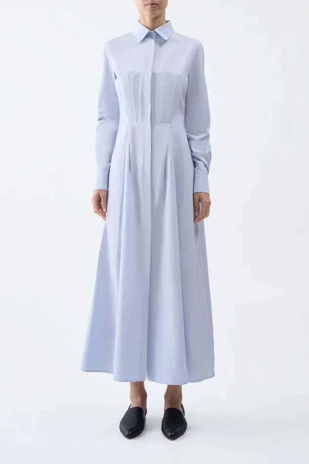 Gabriela Hearst Dresses Women Eugene Shirtdress In Light Blue Sea Island Cotton Poplin