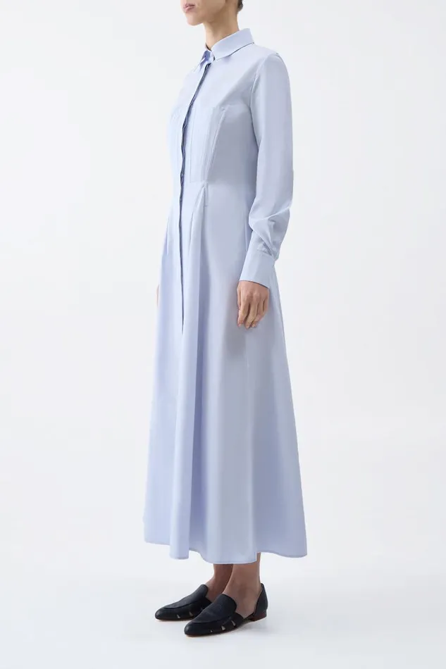 Gabriela Hearst Dresses Women Eugene Shirtdress In Light Blue Sea Island Cotton Poplin