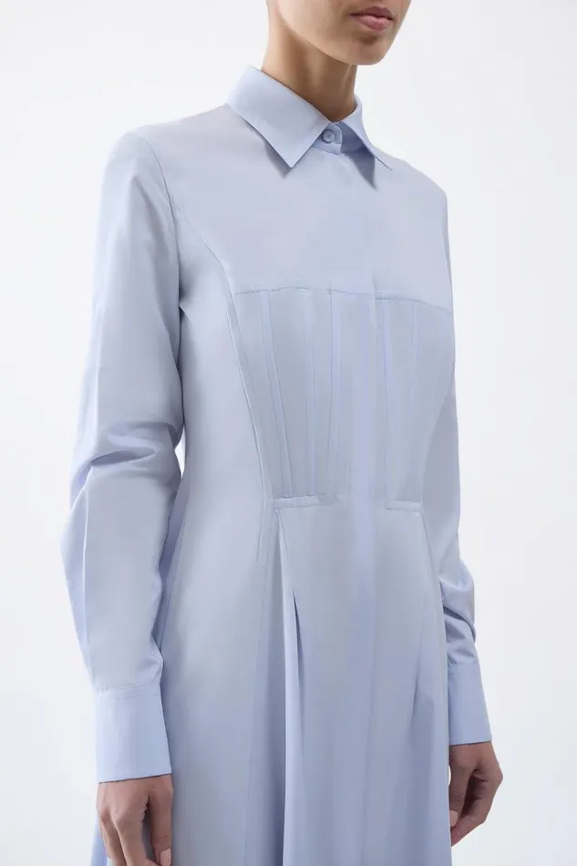 Gabriela Hearst Dresses Women Eugene Shirtdress In Light Blue Sea Island Cotton Poplin
