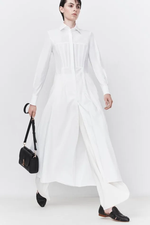Gabriela Hearst Dresses Women Eugene Shirtdress In White Sea Island Cotton Poplin